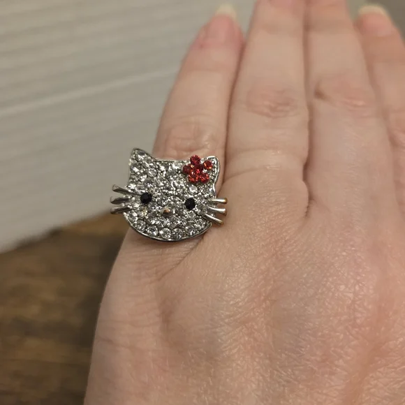 Hello Kitty Rhinestone Adjustable Ring - Picture 2 of 9